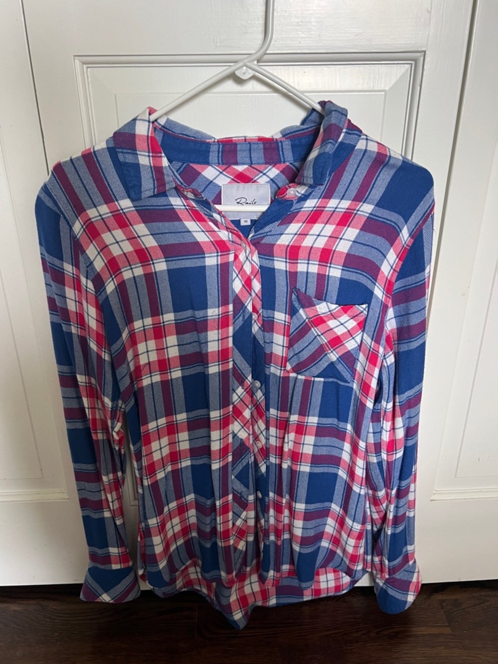 Rails Plaid Button-Up Shirt in Blue, Pink & White